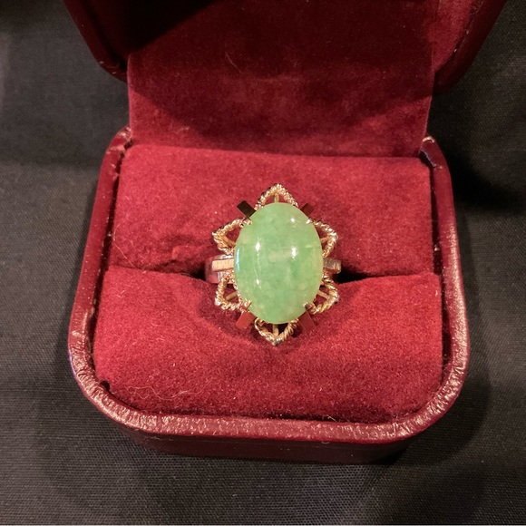 Ring, Nephrite Jade and 14k gold - Picture 8 of 14